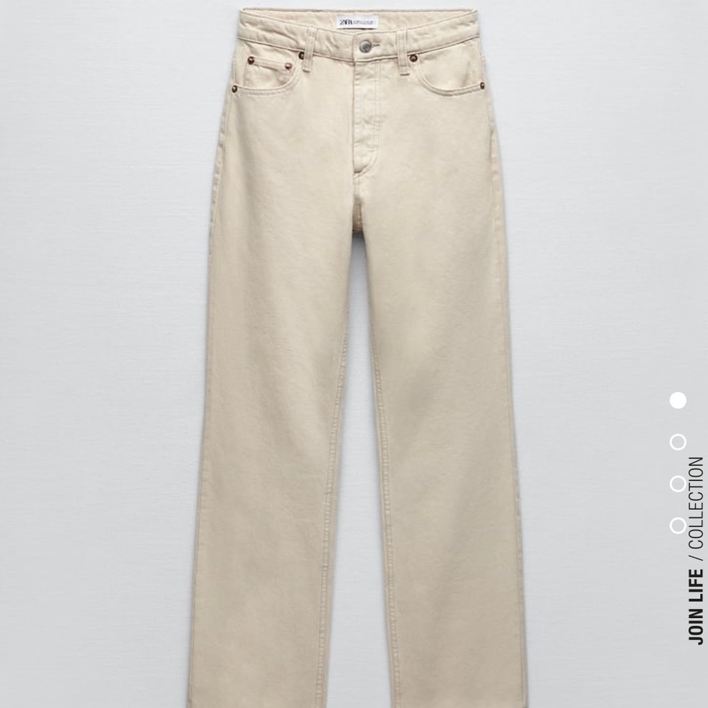 Zara Straight Leg Jeans in Ecru